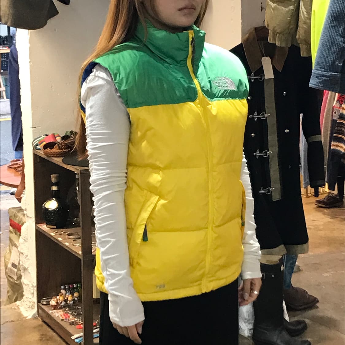 노스페이스 700 눕시 옐로 그린 덕다운 패딩 조끼 남성 105  상품이미지8