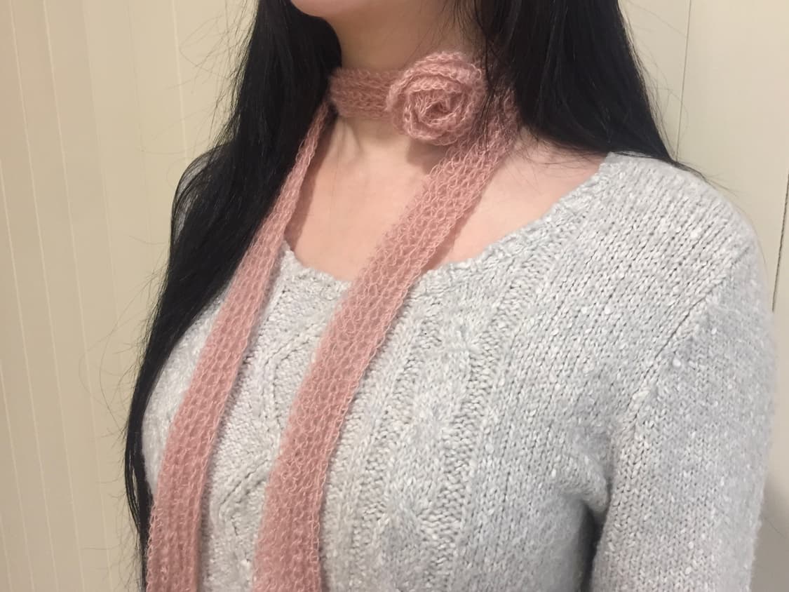 crochet mohair rose scarf dusty pink 상품이미지4