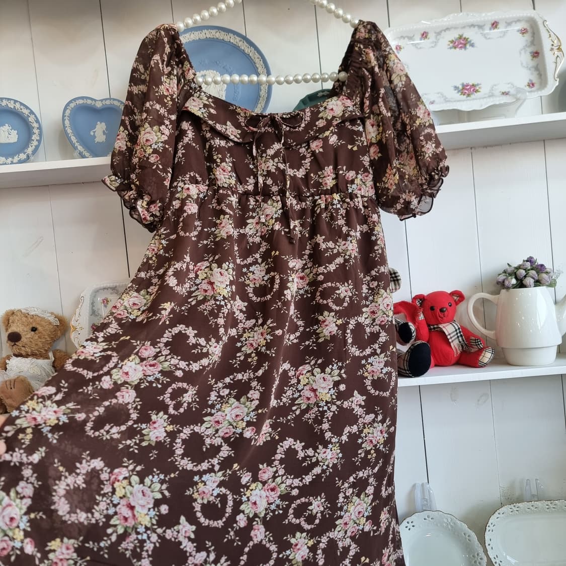 Liz Lisa 리즈리사 초코 플로럴 셔링 원피스 상품이미지5