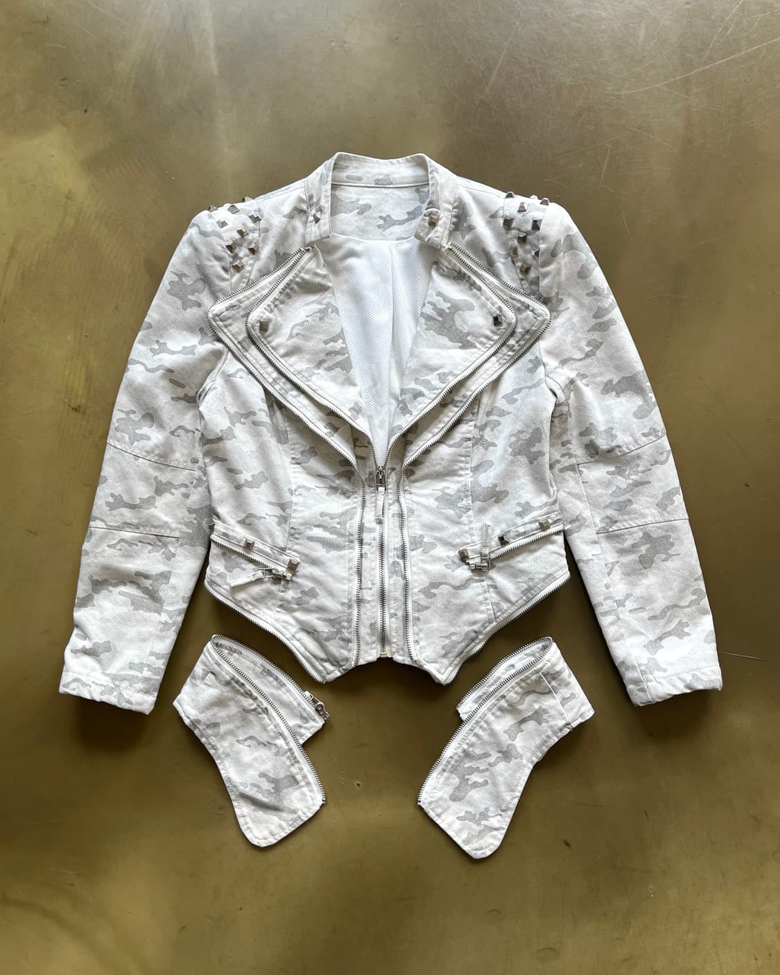 Vintage White Camo Stud Trim Jacket 상품이미지5