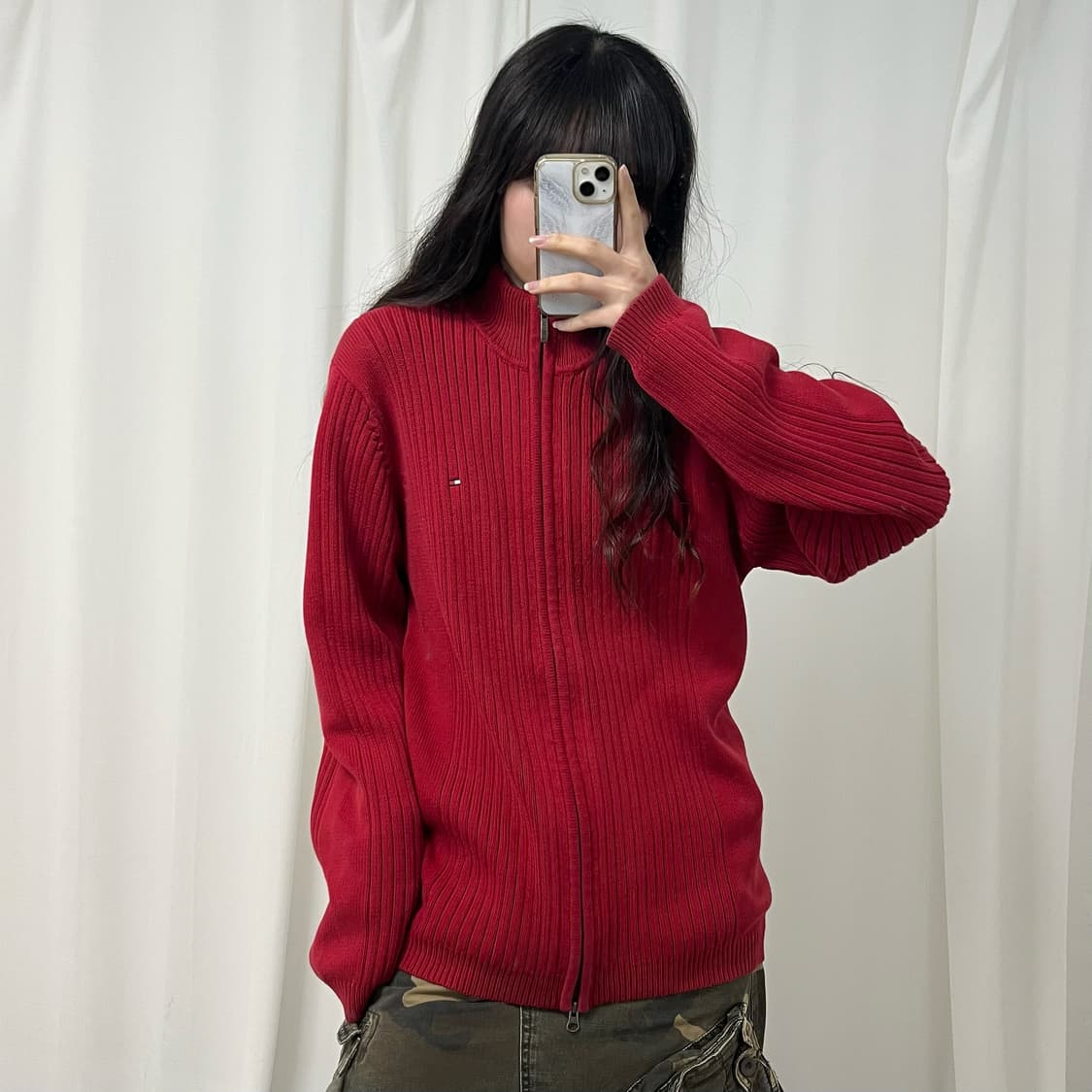 Tommy Hilfiger red 2way knit zip-up 상품이미지2