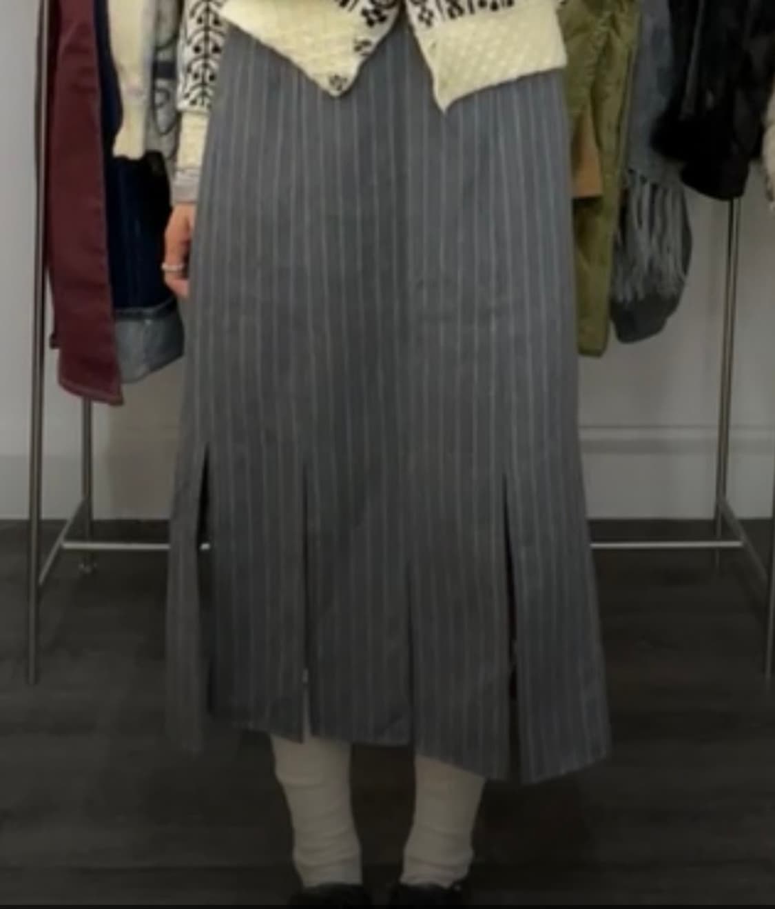 울 절개 트임 플리츠 스커트 상품이미지2