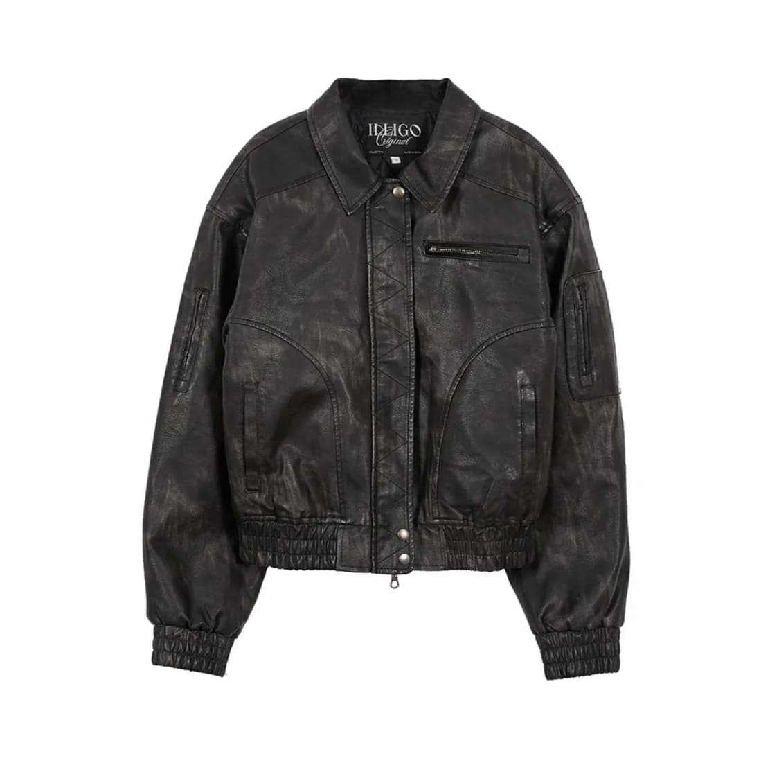 [새상품]일리고 워시드 레더 봄버 자켓 S 상품이미지1