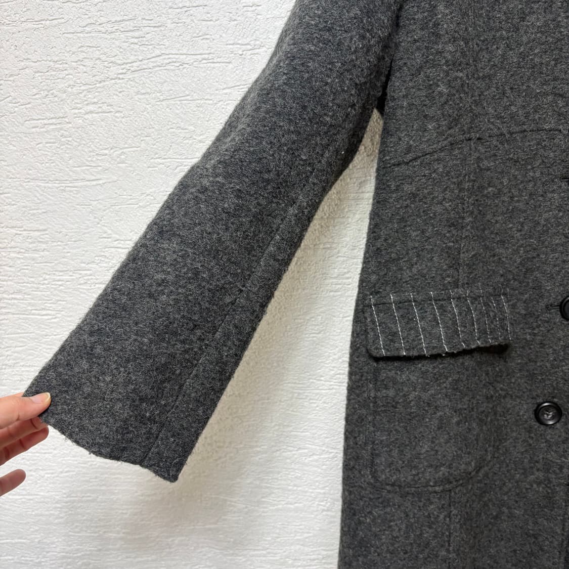 그레이 후드 단추코트 상품이미지3