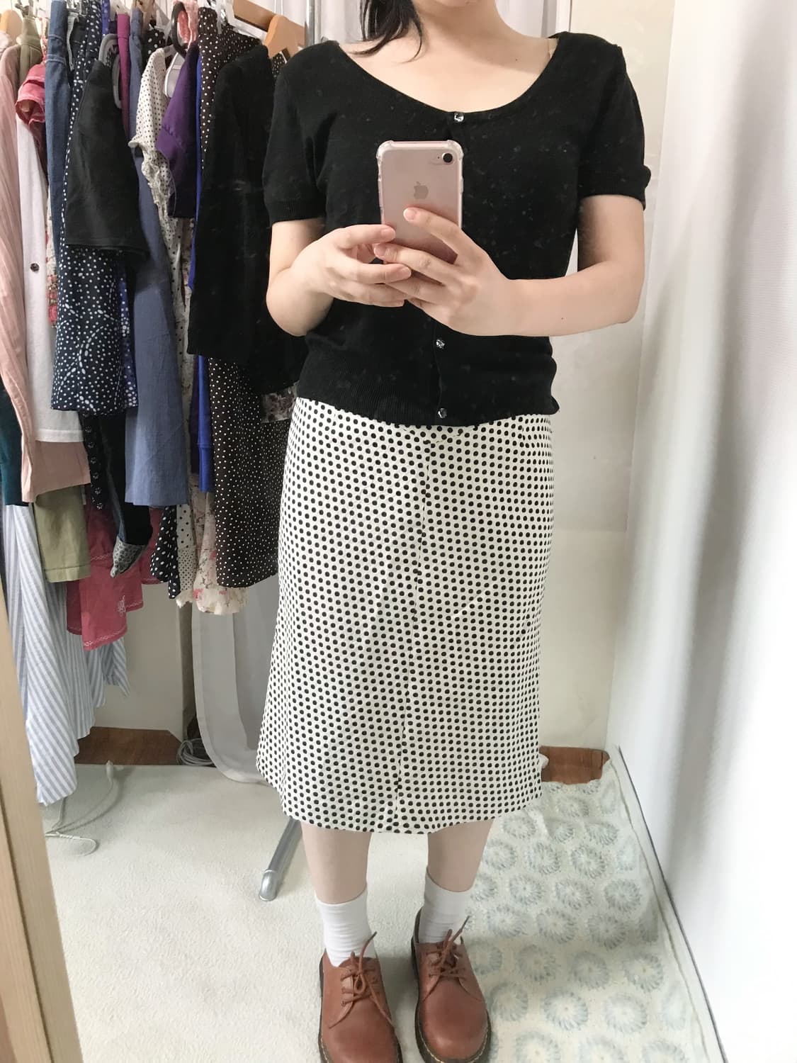  black clear button knit cardigan  상품이미지4