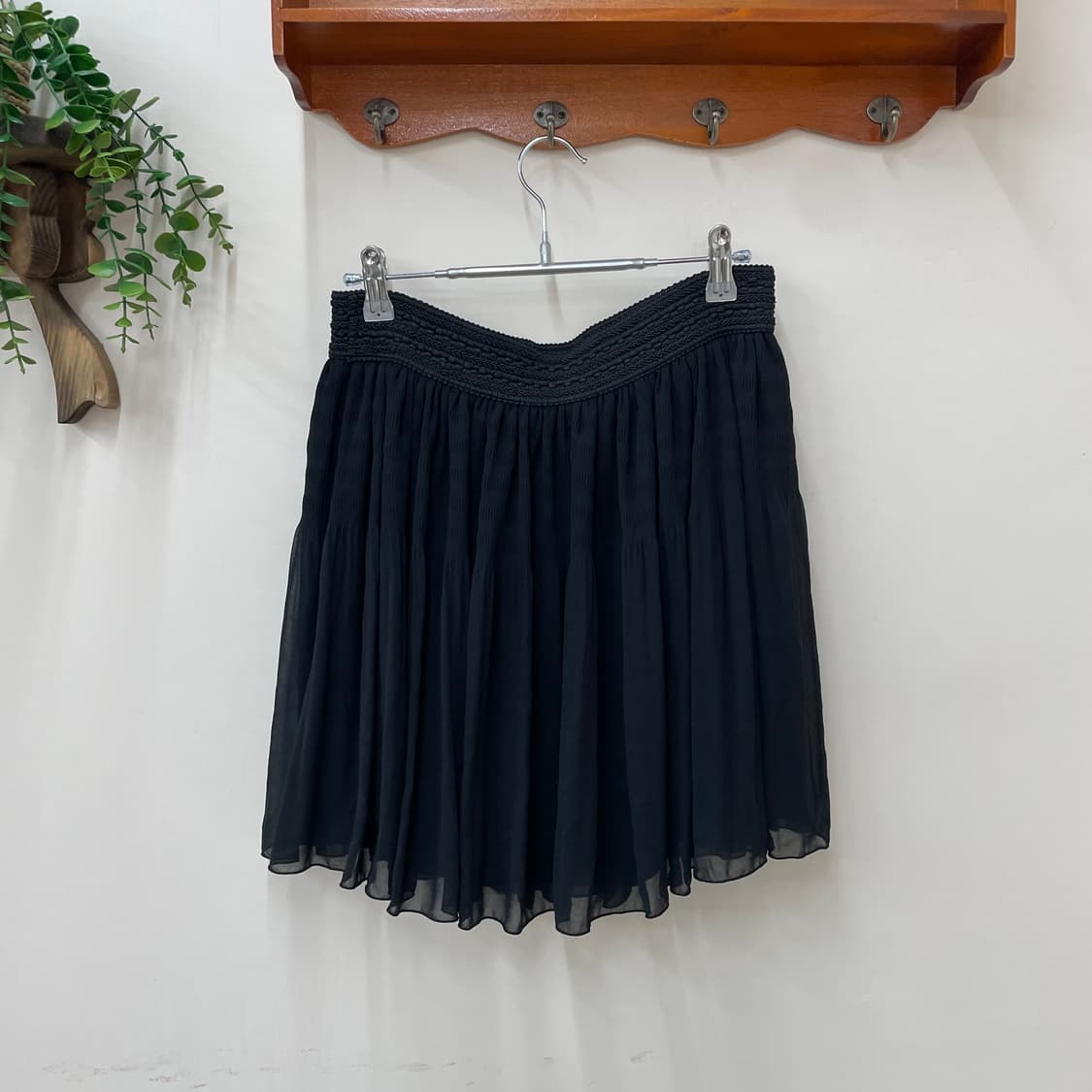 Clef de sol 블랙 쉬폰 미니 스커트 상품이미지4