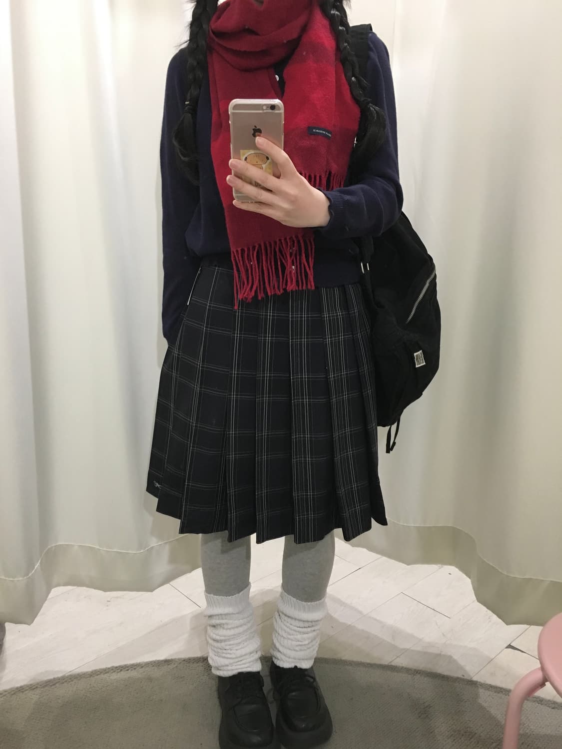 JPN 스쿨룩 체크 미디 스커트 상품이미지3