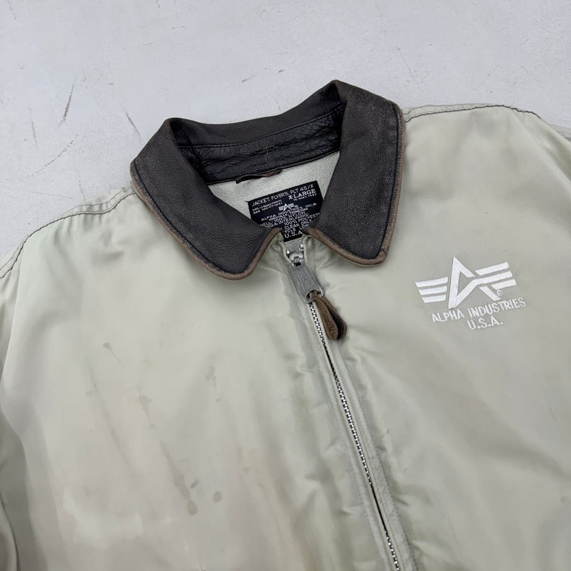 알파인더스트리 90s 레더카라 CWU-45P 항공 자켓 상품이미지3