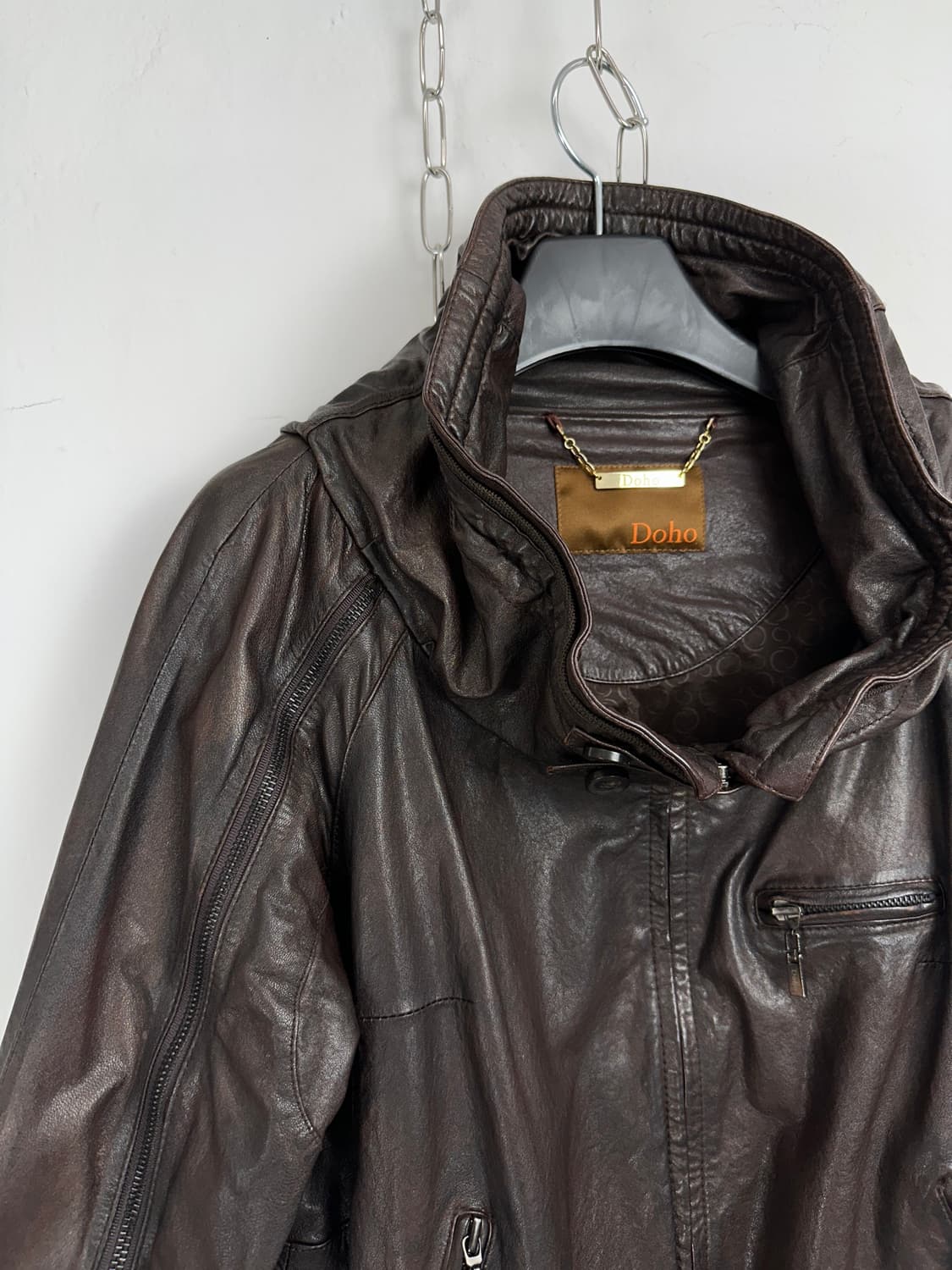 2000s Draped High Neck Lambskin Jacket   상품이미지6