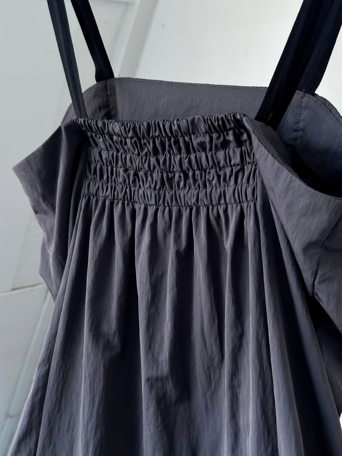 Washed poly nylon shirred design dress 상품이미지6
