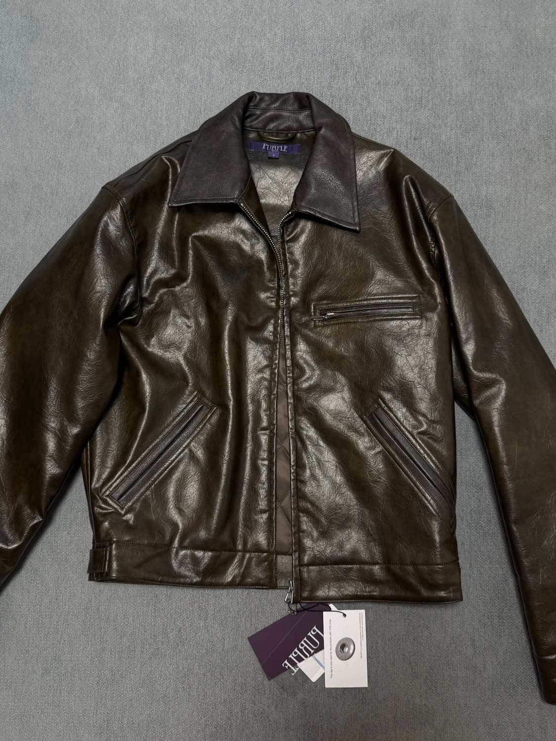 비슬로우 퍼플 레더 자켓 S 상품이미지3