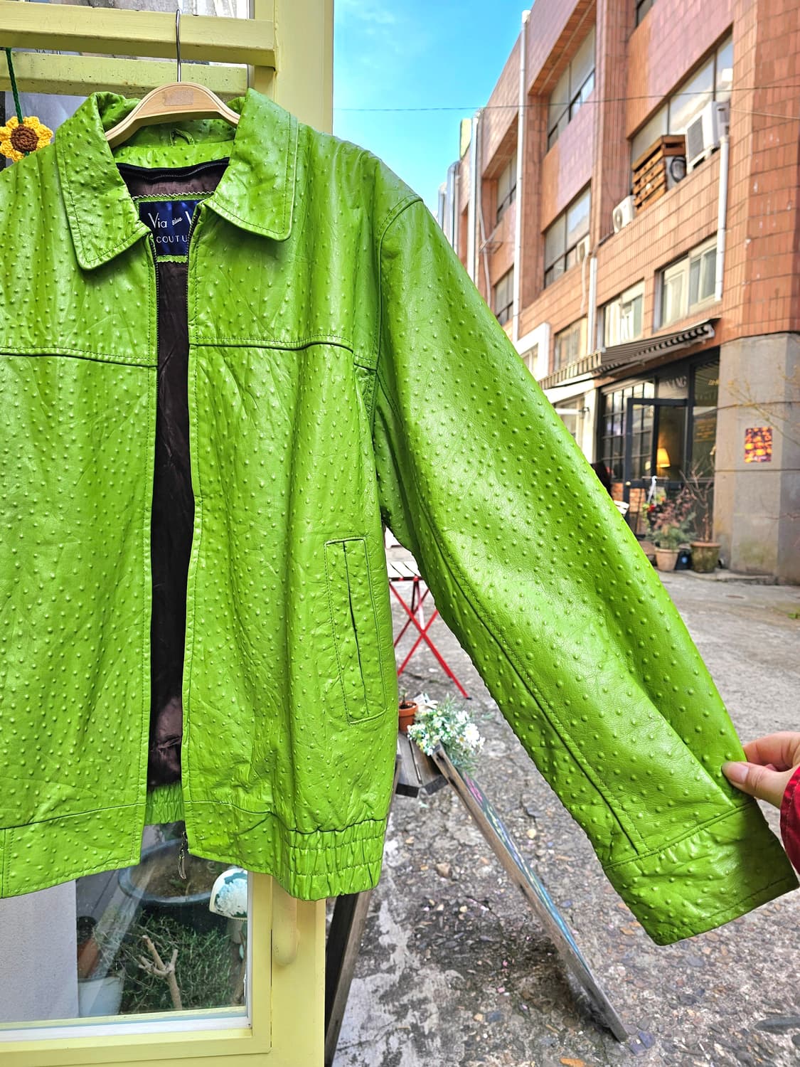 Via Blue via Couture 라임 타조st 레더 블루종 상품이미지3