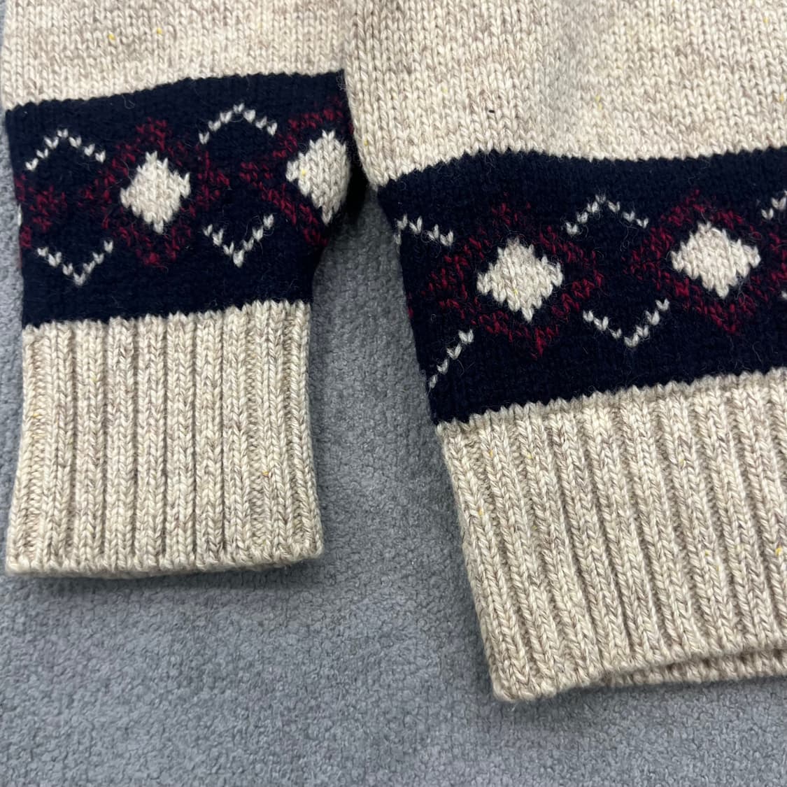 90 빈폴 아가일 패턴 울 숄카라 니트 상품이미지3