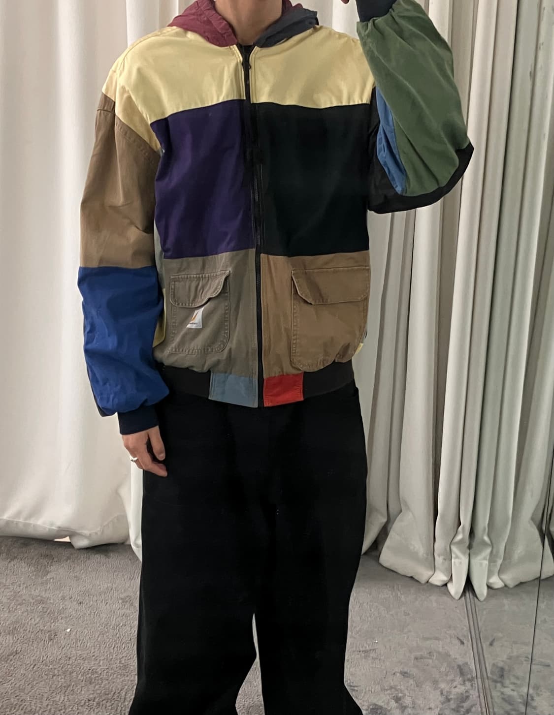 칼하트 리메이크 컬러 블록 패치워크 후드 자켓 XL 상품이미지7