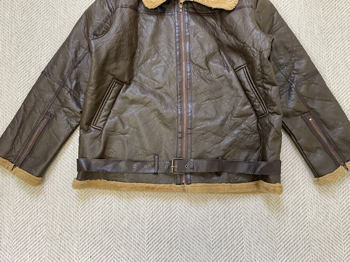 빈티지 B-3 시어링 레더 벨티드 자켓  J03964 상품이미지2