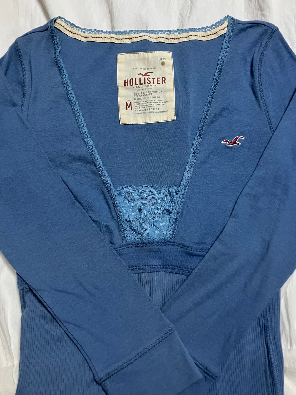 유일매물 Hollister 홀리스터 y2k 빈티지 레이스 딱붙 티셔츠 상품이미지3