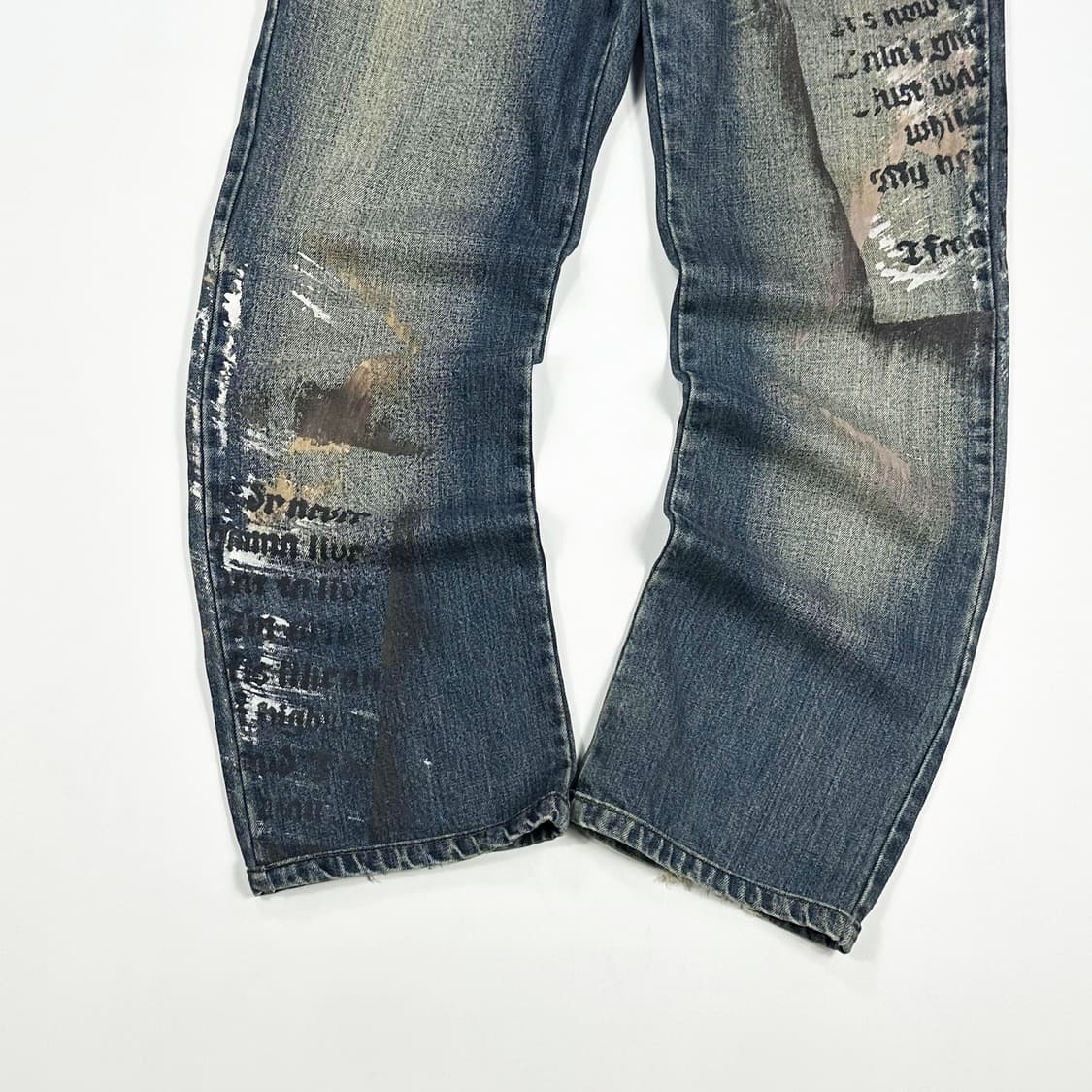 VTG 빈티지 스트레이트 워싱 페인팅 데님 팬츠 (32인치) 상품이미지5