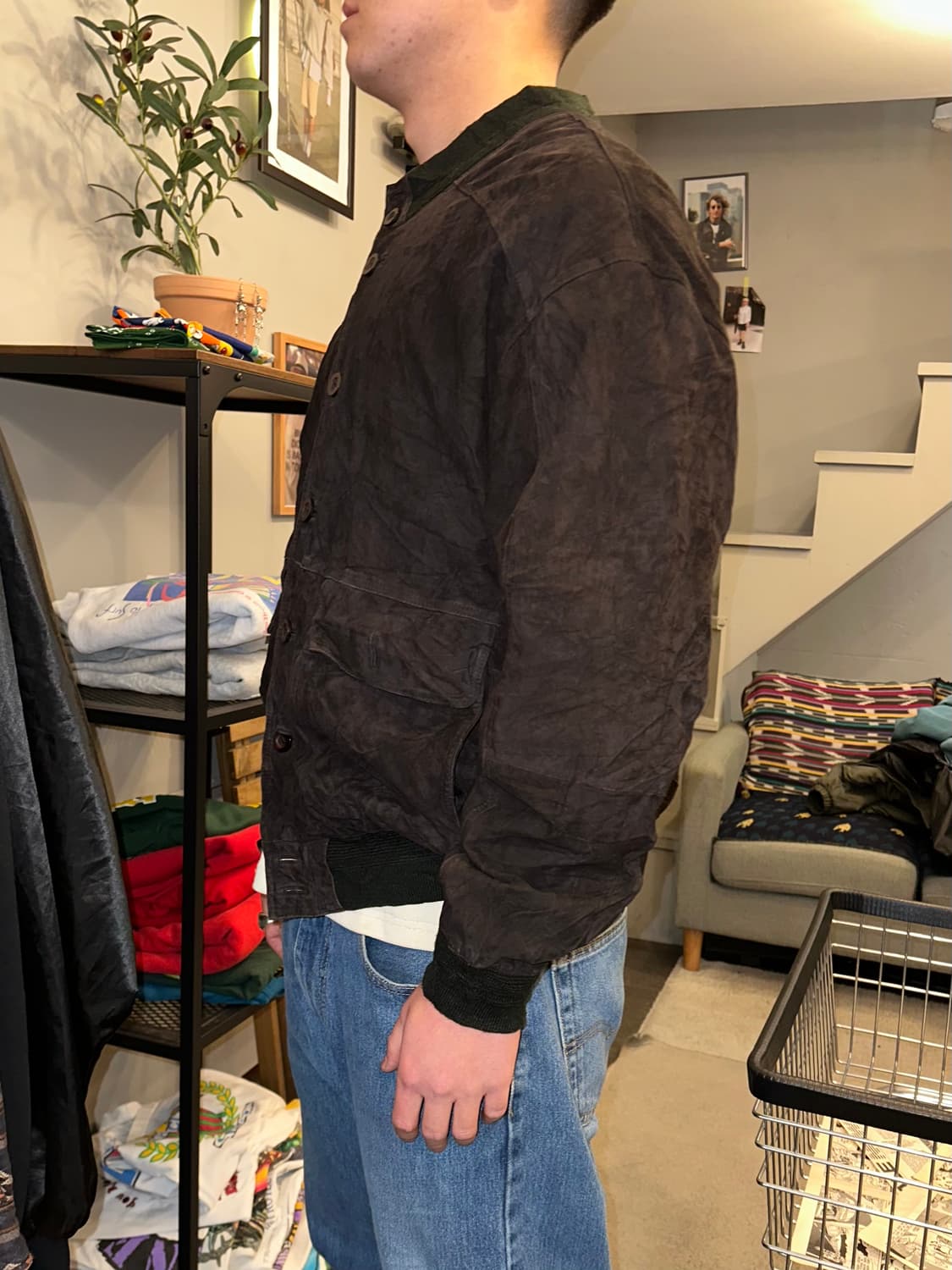 Old Euro genuine leather suede bomber 상품이미지8