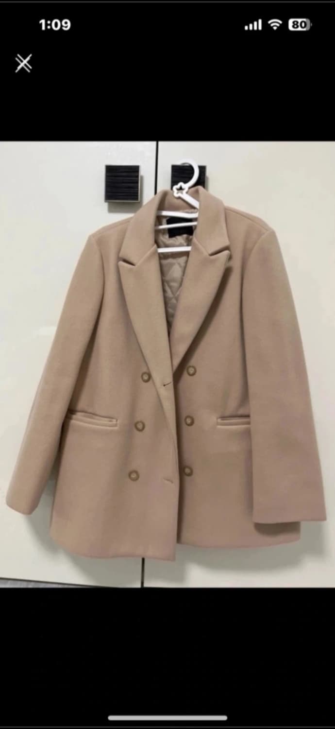 새상품) 에이블리 연베이지 내부안감 숏코트 상품이미지1