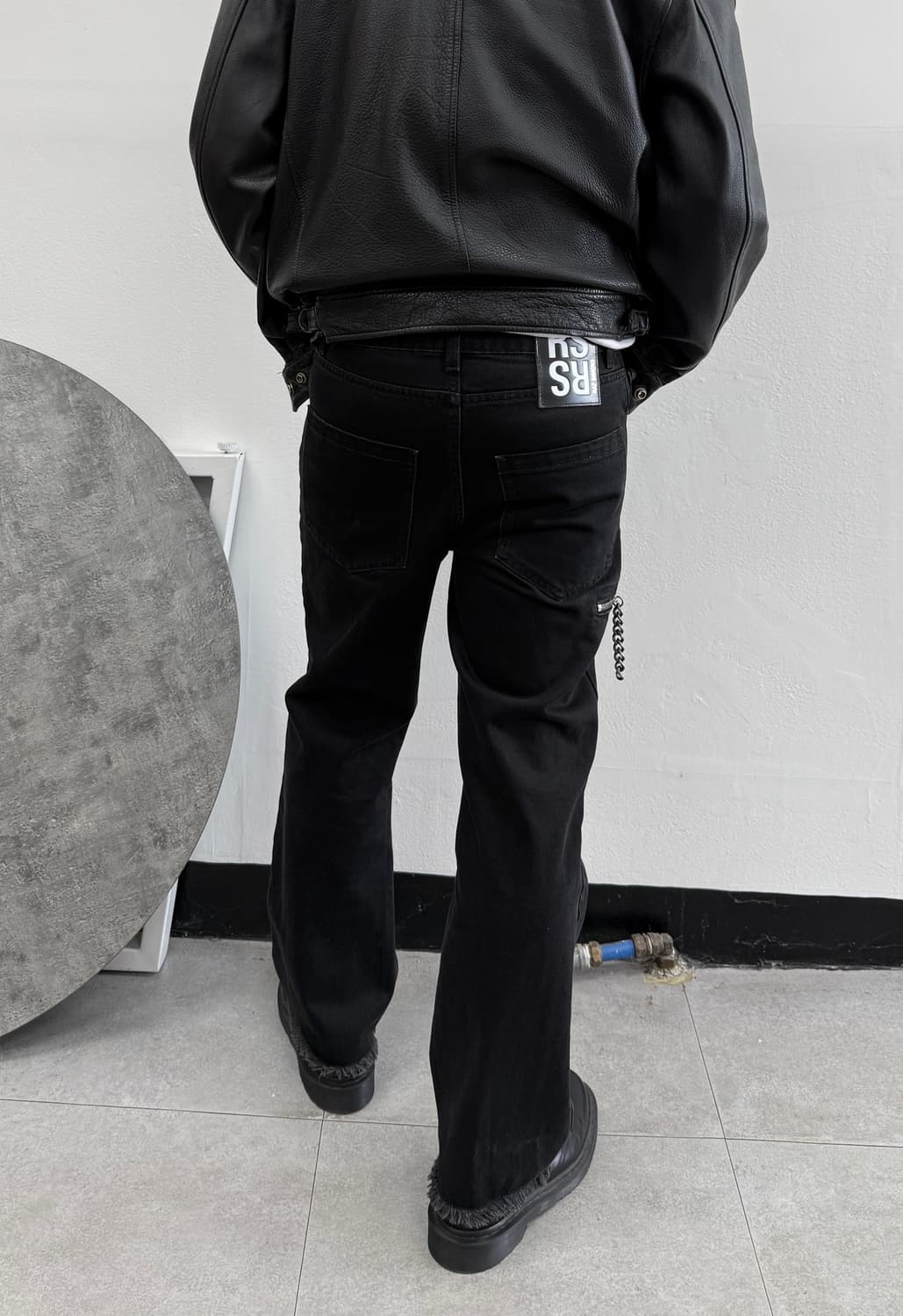 라프시몬스 블랙 데님 팬츠 체인 장식 상품이미지7