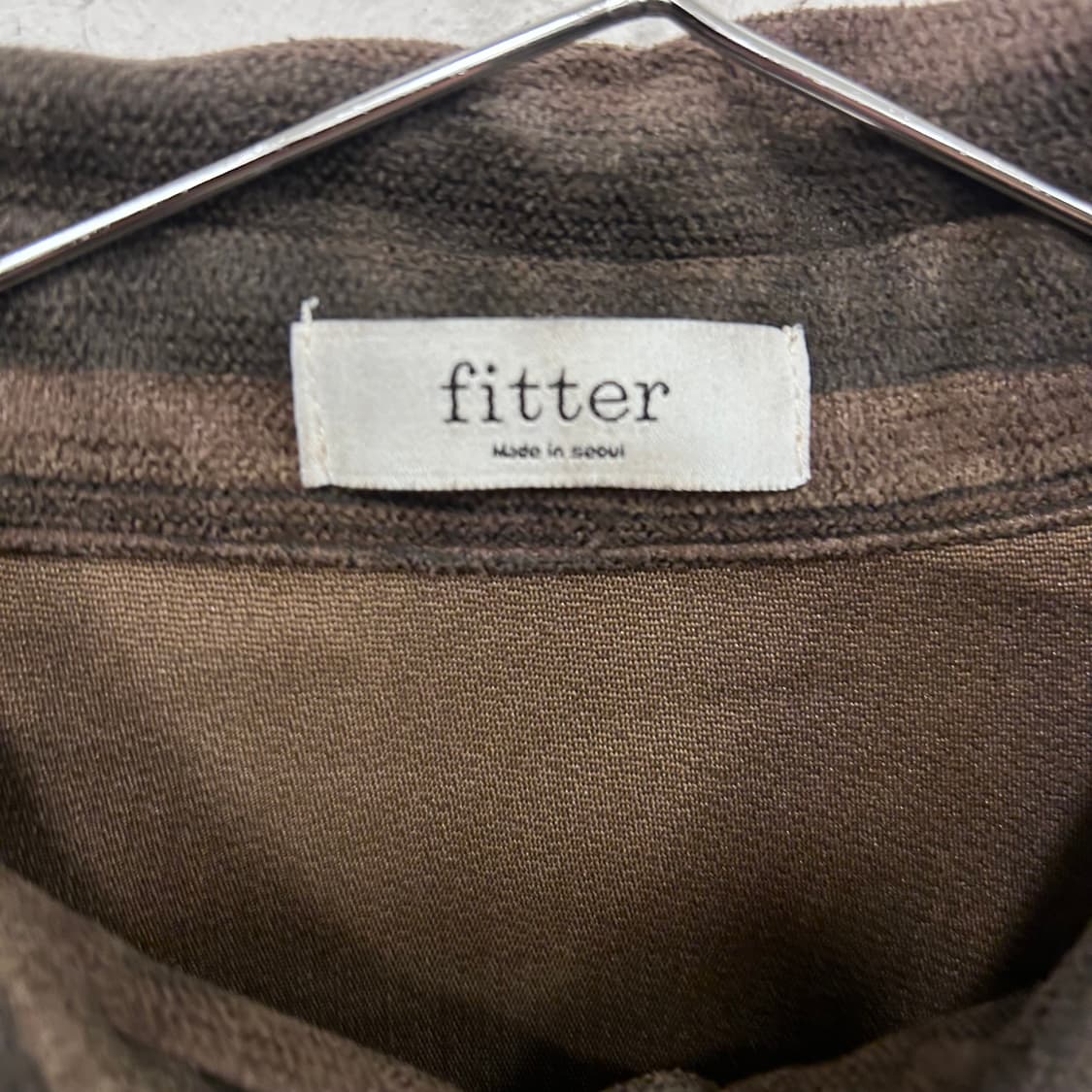 피터 배색 스트라이프 스웨이드 오버핏 셔츠 상품이미지3