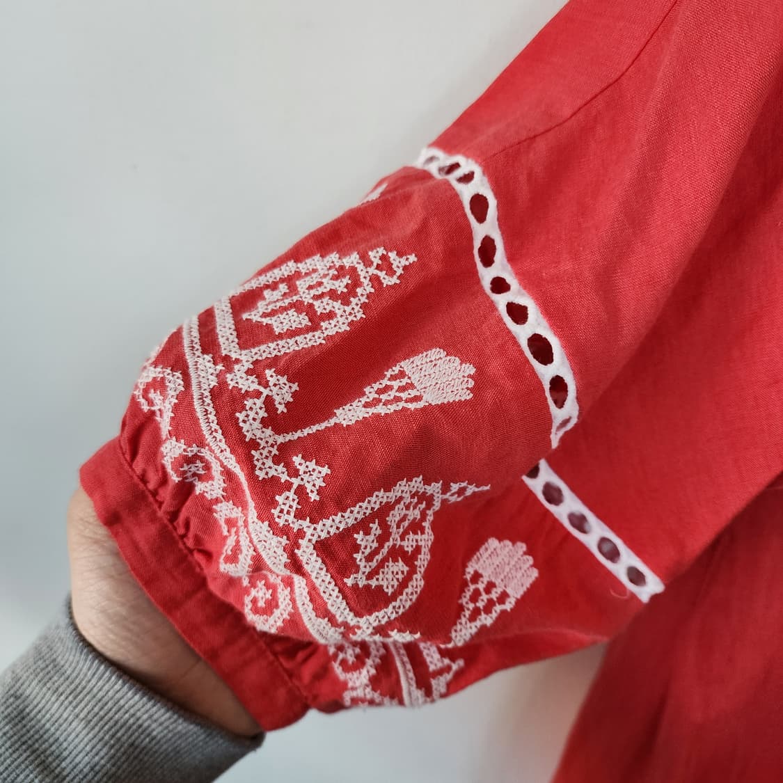 zooc 레드 에스닉 자수 롱 원피스 상품이미지3