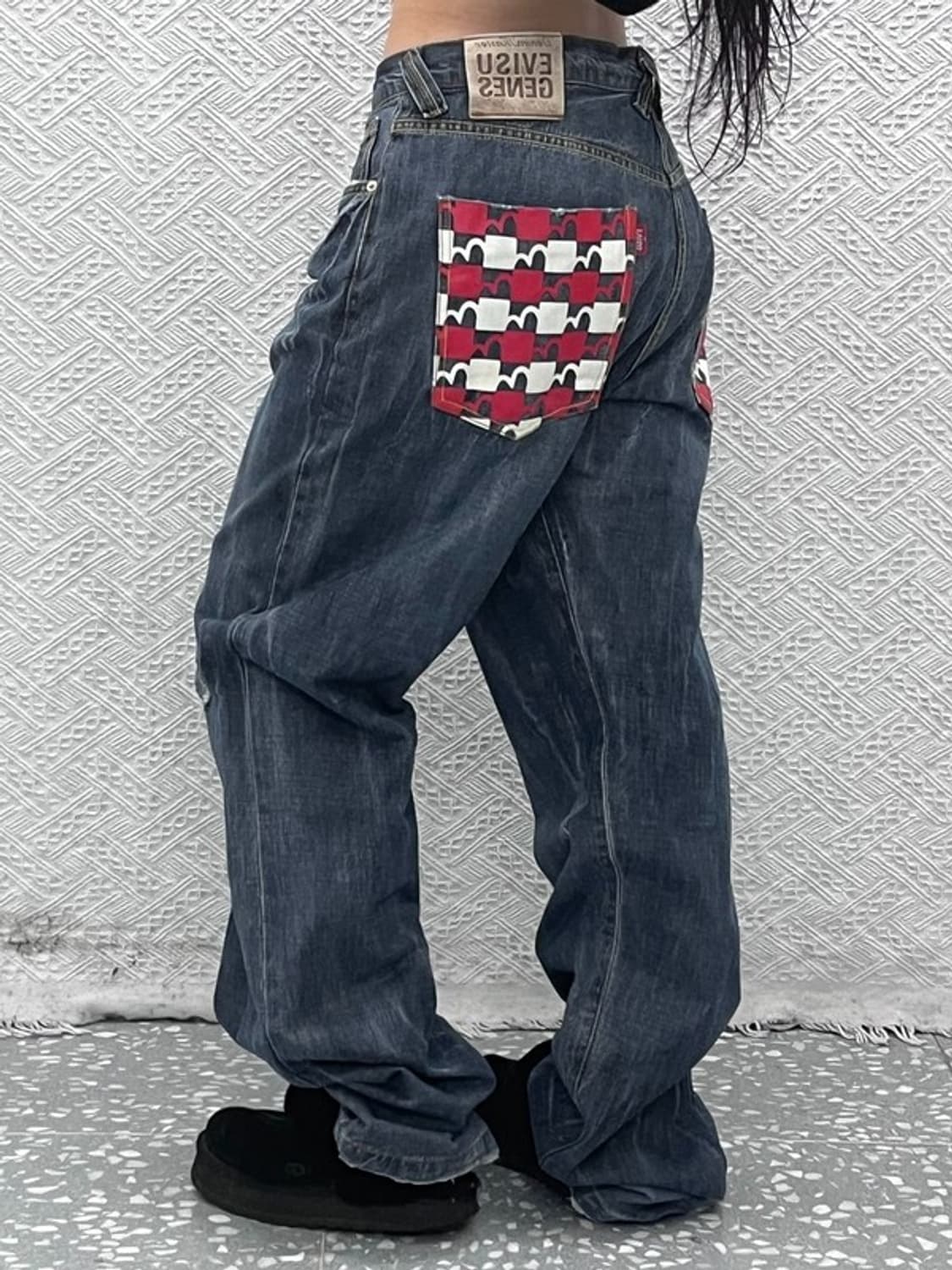 에비수 펑크 키치 하운드체크 포켓 데님팬츠 36인치 C09882 상품이미지1