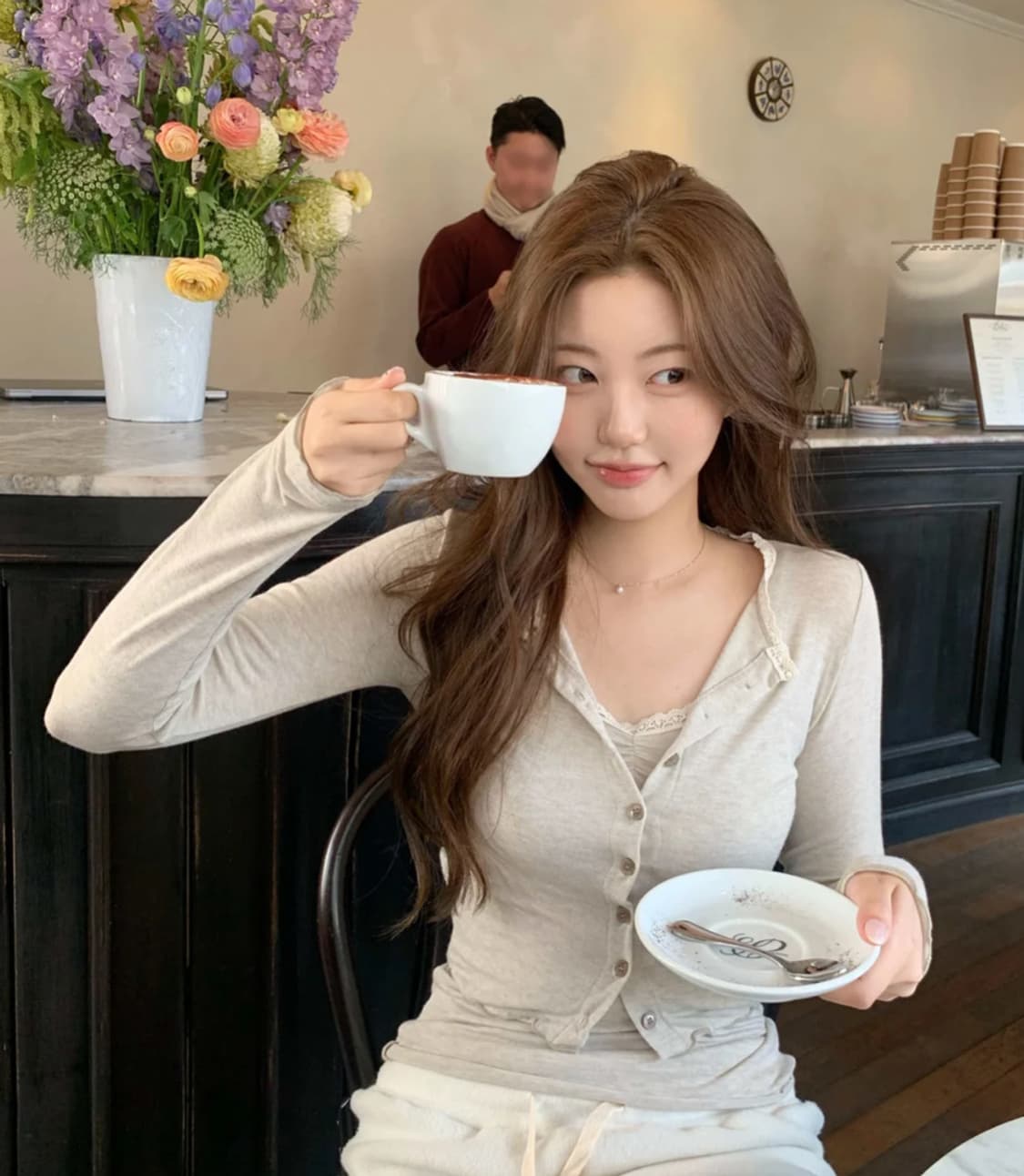 제니오 루나 레이스 슬리브리스 가디건 세트 상품이미지1