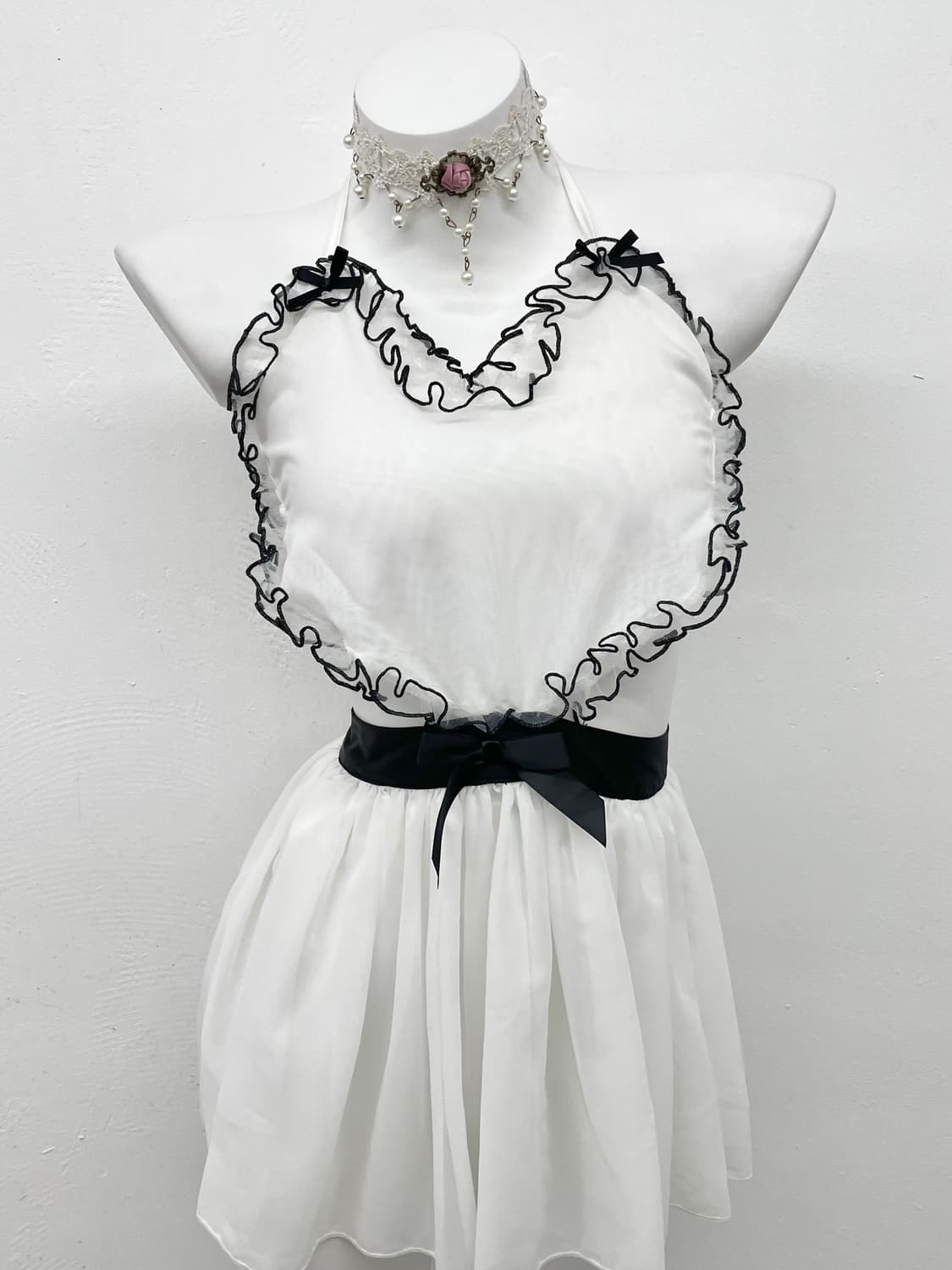 갸루 메이드 하트 레이스 슬립 상품이미지2