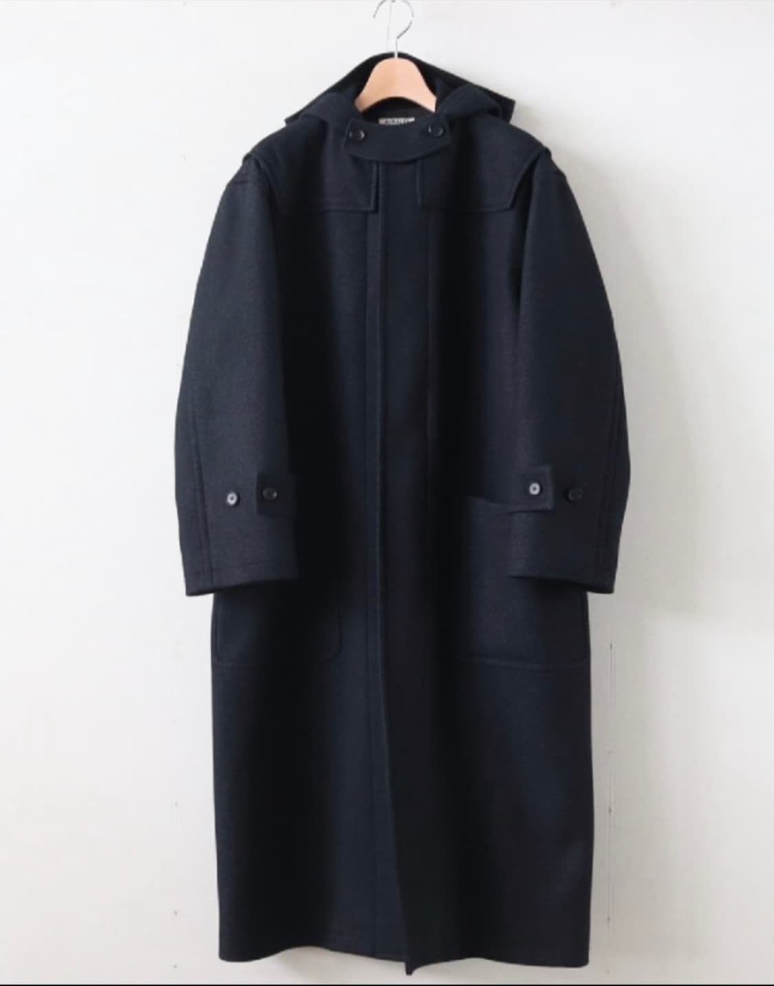 오라리 울 실크 멜튼 더플 코트 블랙 네이비 3사이즈 상품이미지1