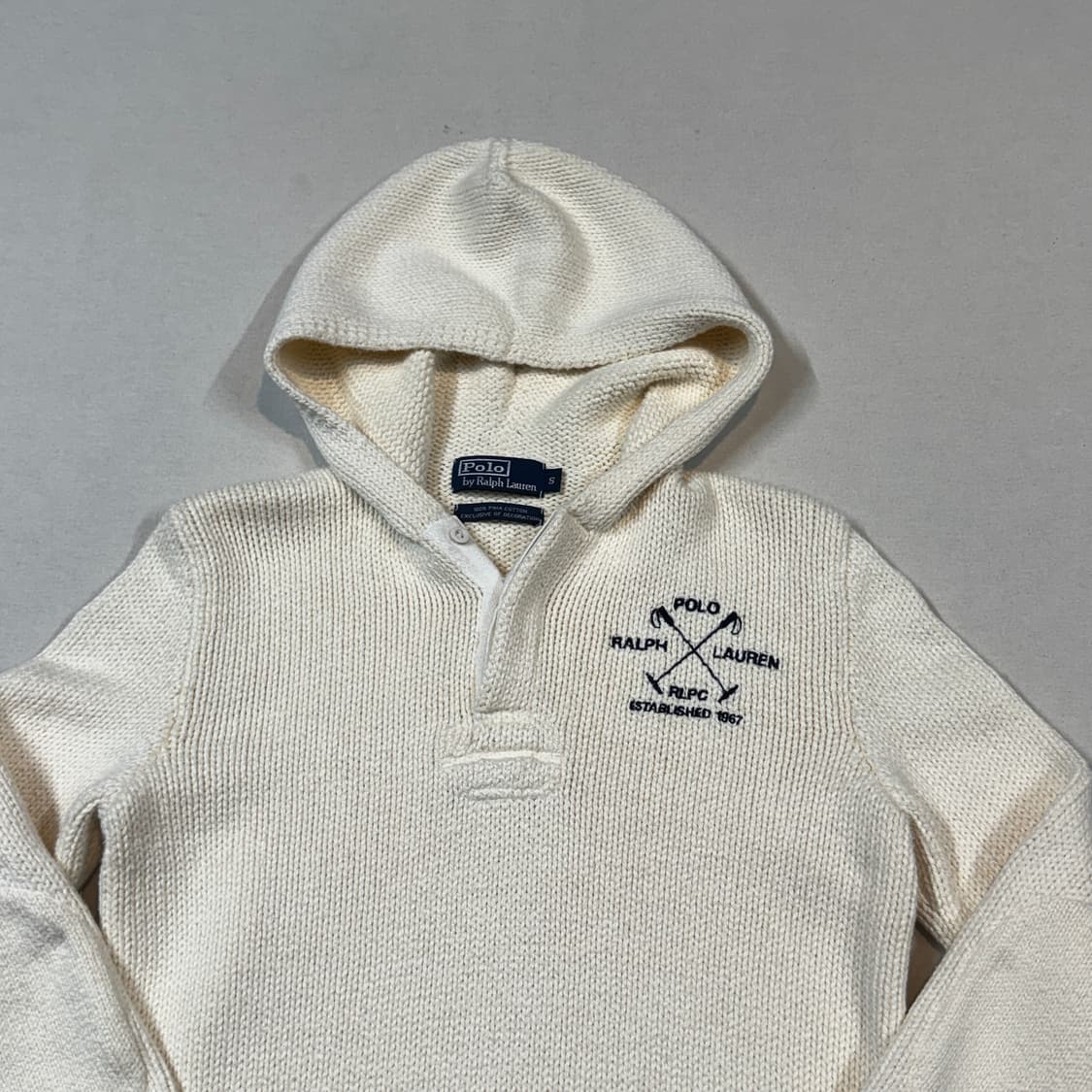 S) 폴로 랄프로렌 헤비코튼 후드 니트 아이보리 상품이미지3