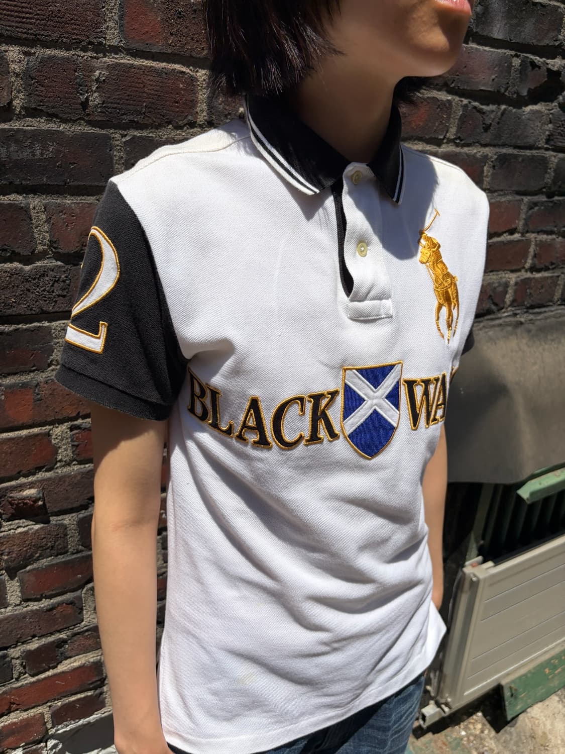 Polo Ralph Lauren 골드 빅포니 블랙워치 반팔 카라티 S 상품이미지5