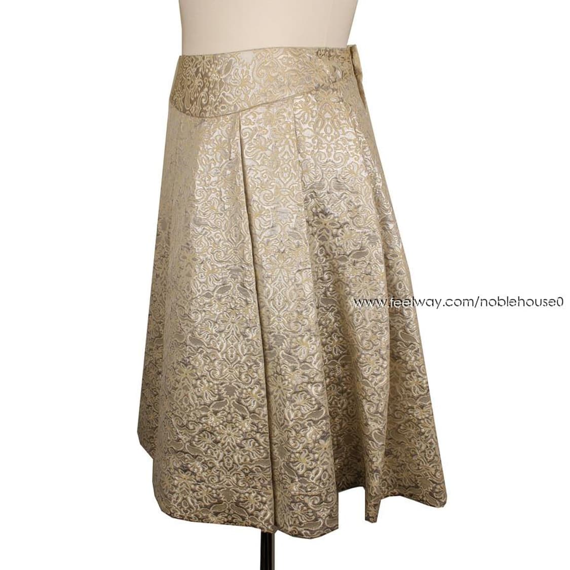 TSE 실버&골드 메탈릭 패턴 플레어 주름 스커트(XXS) 상품이미지2