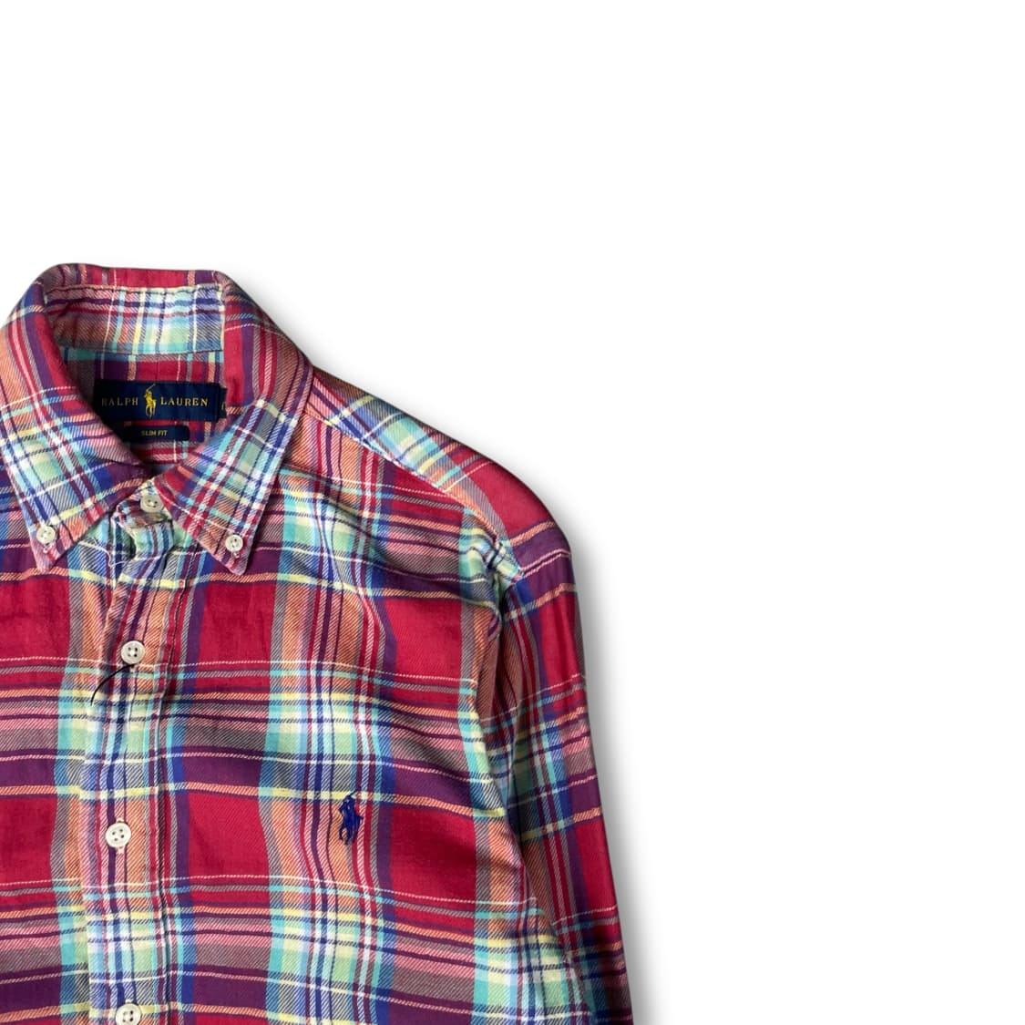 폴로랄프로렌 레드 퍼플 그린 민트 멀티 배색 체크 긴팔 셔츠 슬림핏 S 상품이미지2