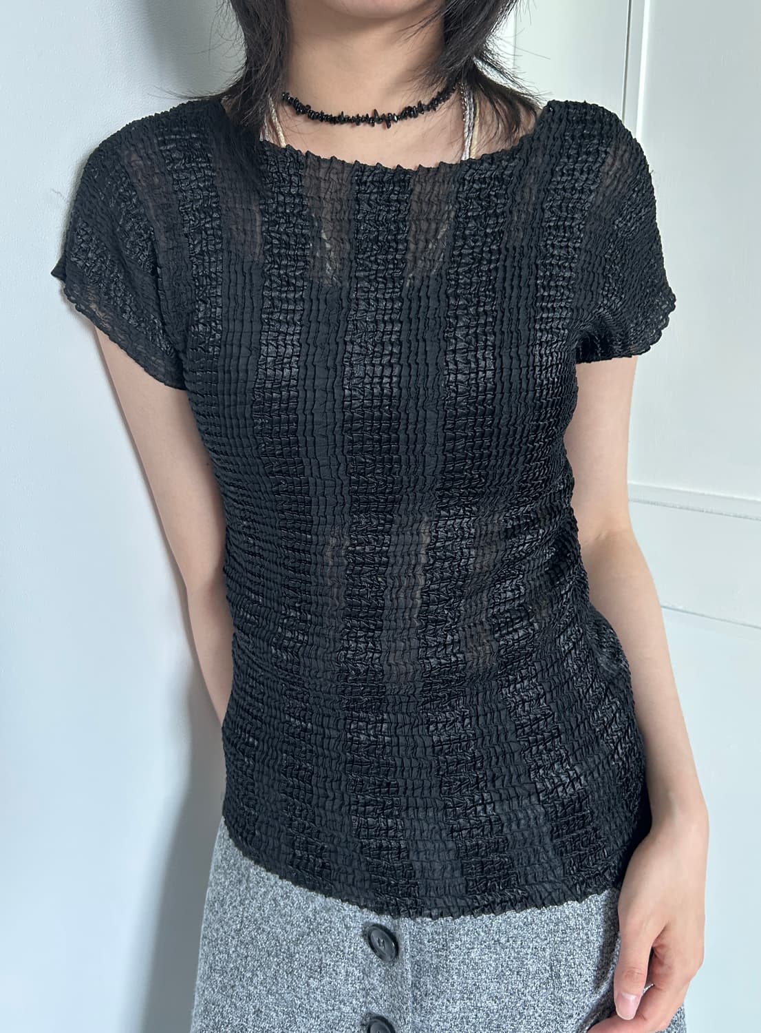 Sheer Pleats Blouse / 빈티지 플리츠 티셔츠 상품이미지4