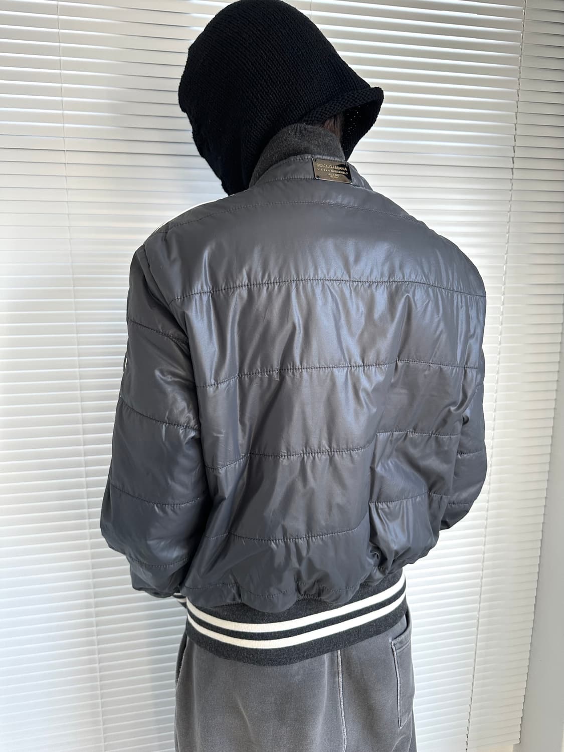 돌체앤가바나 2000s 애쉬 블루 하이넥 봄버 자켓 상품이미지3