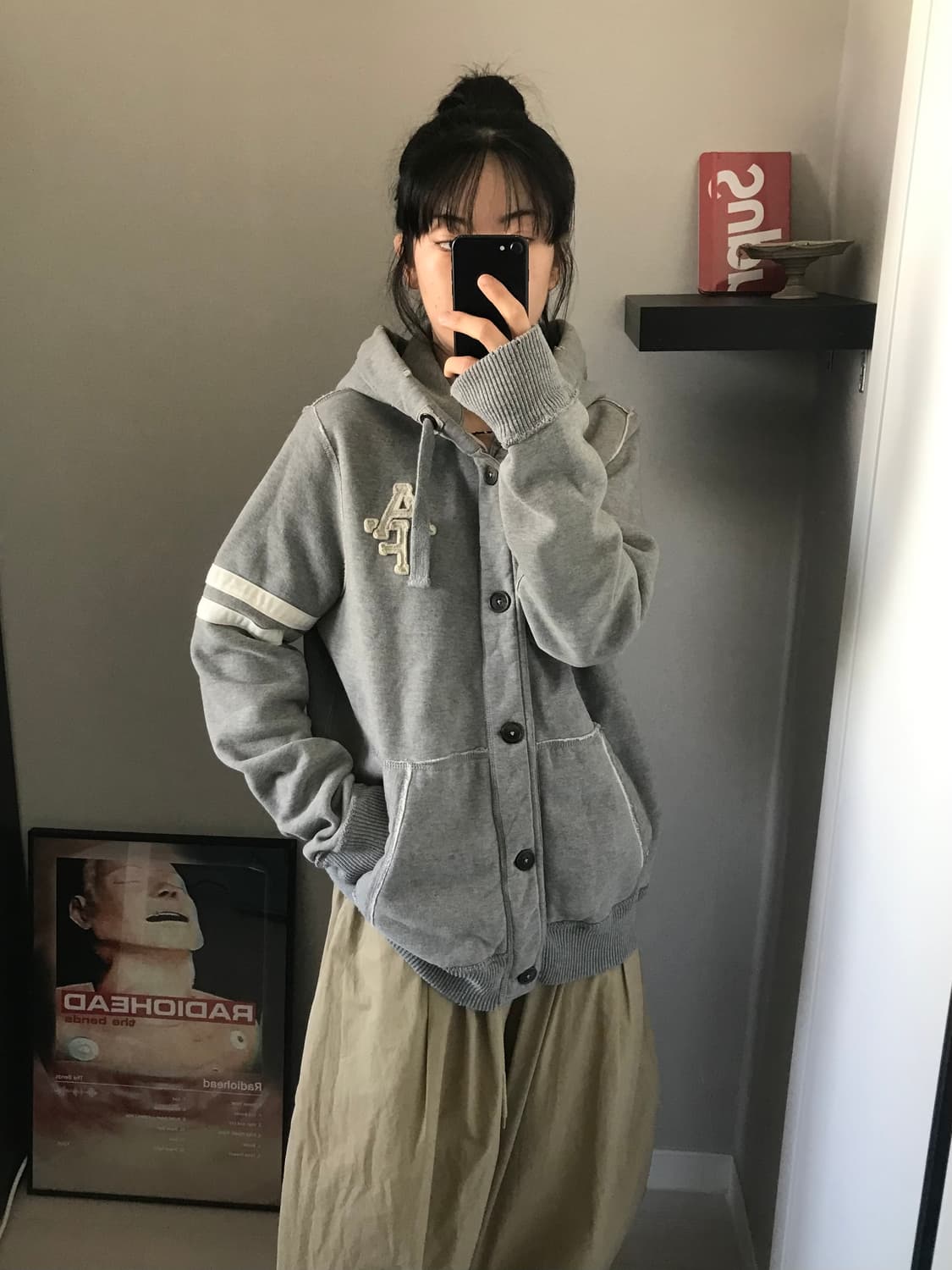 아베크롬비 자수로고 버튼 헤비써멀 후드집업 상품이미지4