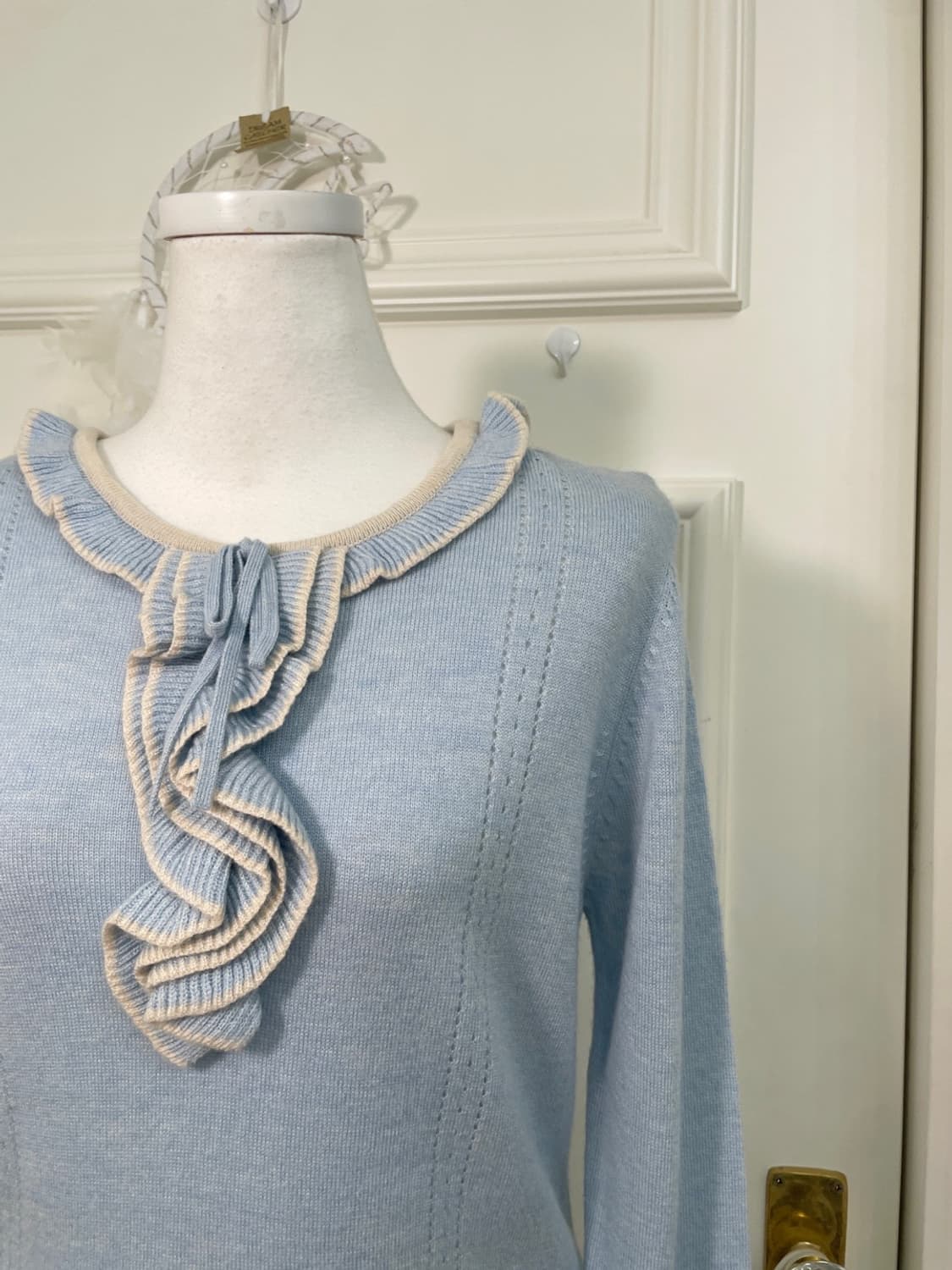 sky-blue melange ruffle ivory point knit 상품이미지7