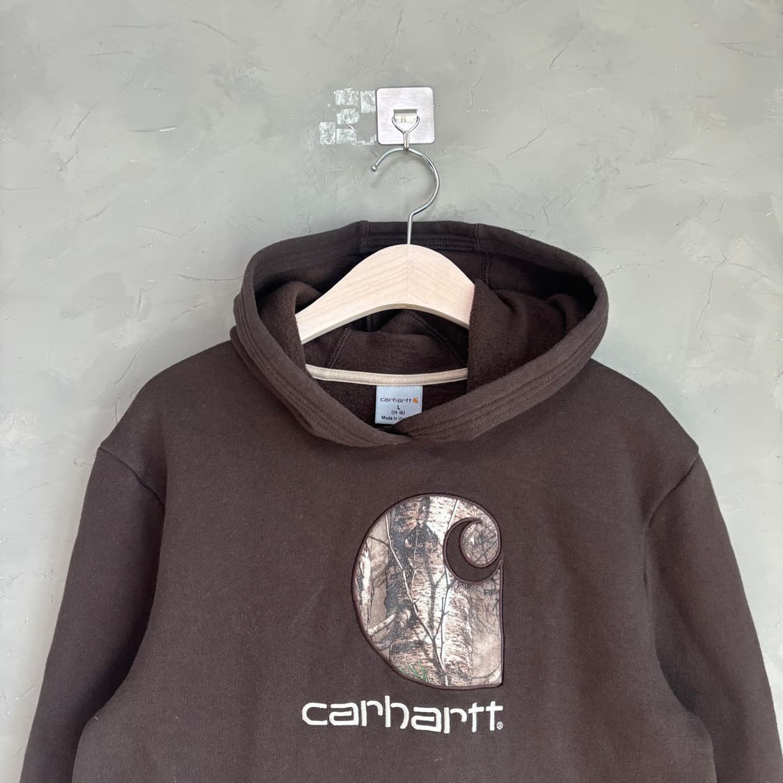 칼하트 미드웨이트 리얼트리 빅로고 후드 브라운 상품이미지2