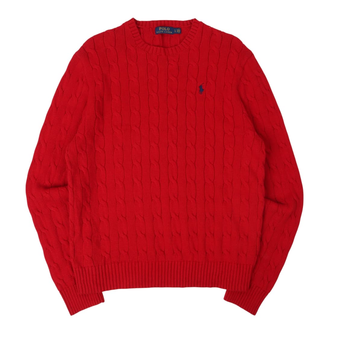 폴로 랄프로렌 레드 코튼 케이블 니트 상품이미지1