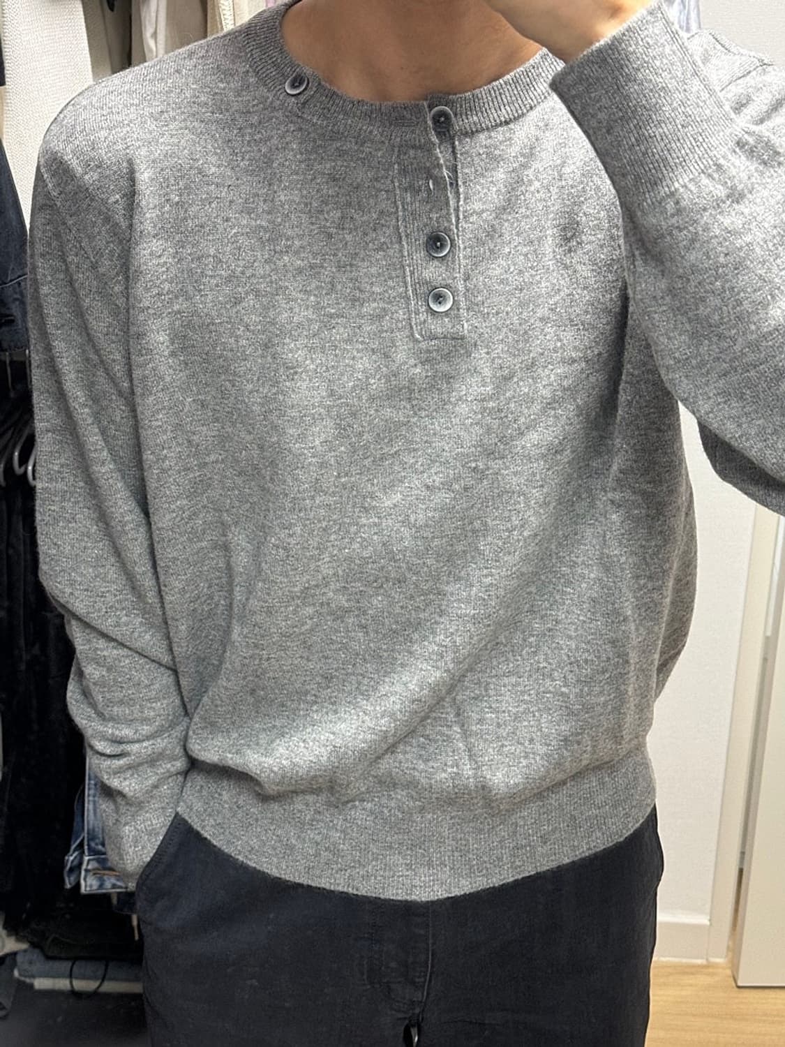 웨이비니스 헨리넥니트 그레이 1사이즈 상품이미지3