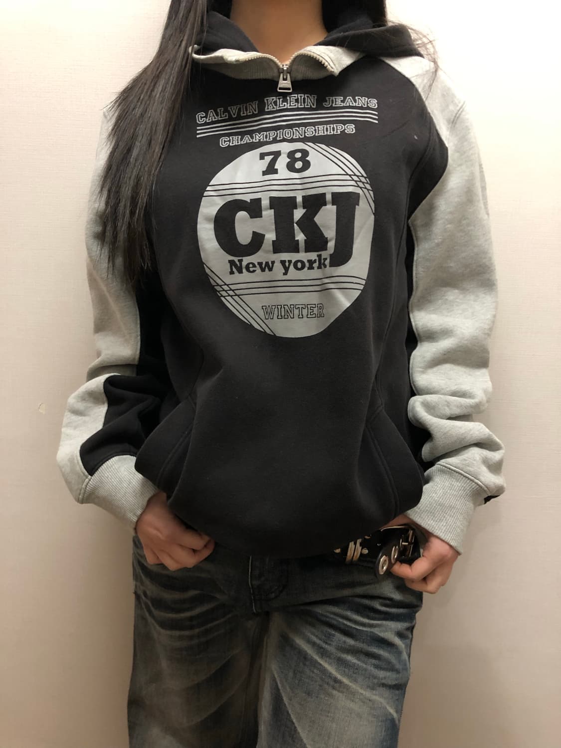 빈티지 캘빈클라인 블랙 후디 상품이미지1