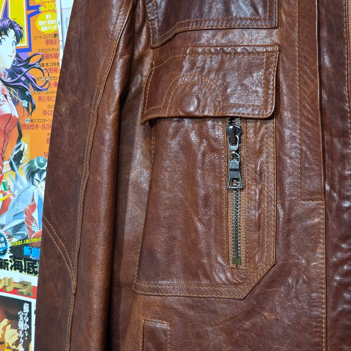 빈티지 리얼 레더 카멜 브라운 가죽 자켓 상품이미지4