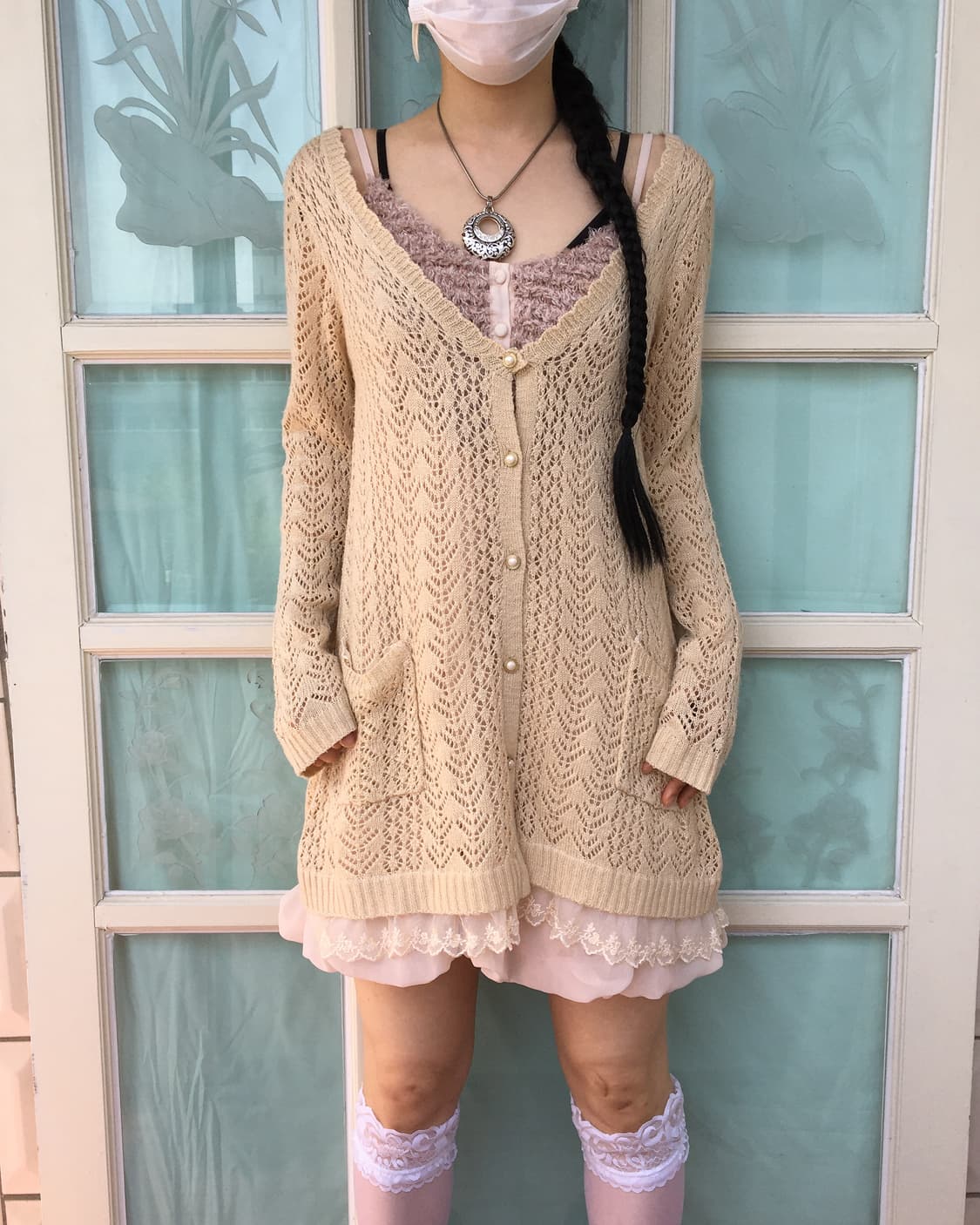 axes femme back lace point crochet cardi 상품이미지6