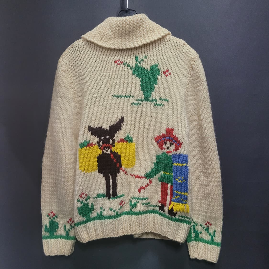 1950s Mexican Novelty Wool Cowichan 가디건 상품이미지3