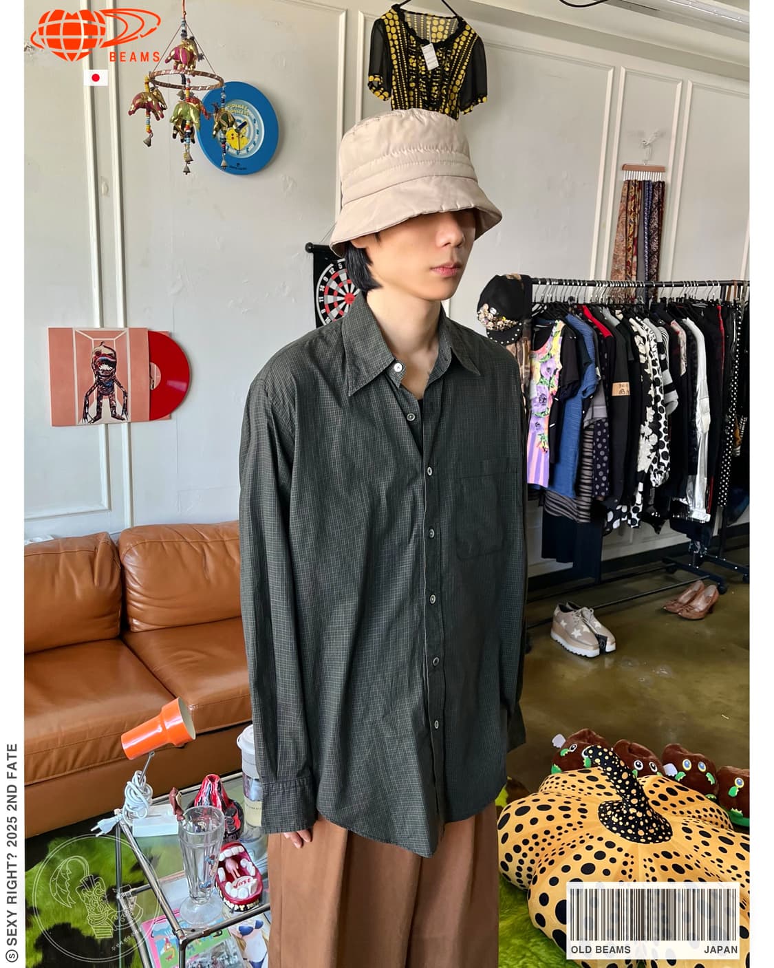 90s Old BEAMS Archive Green Check Shirt 상품이미지1