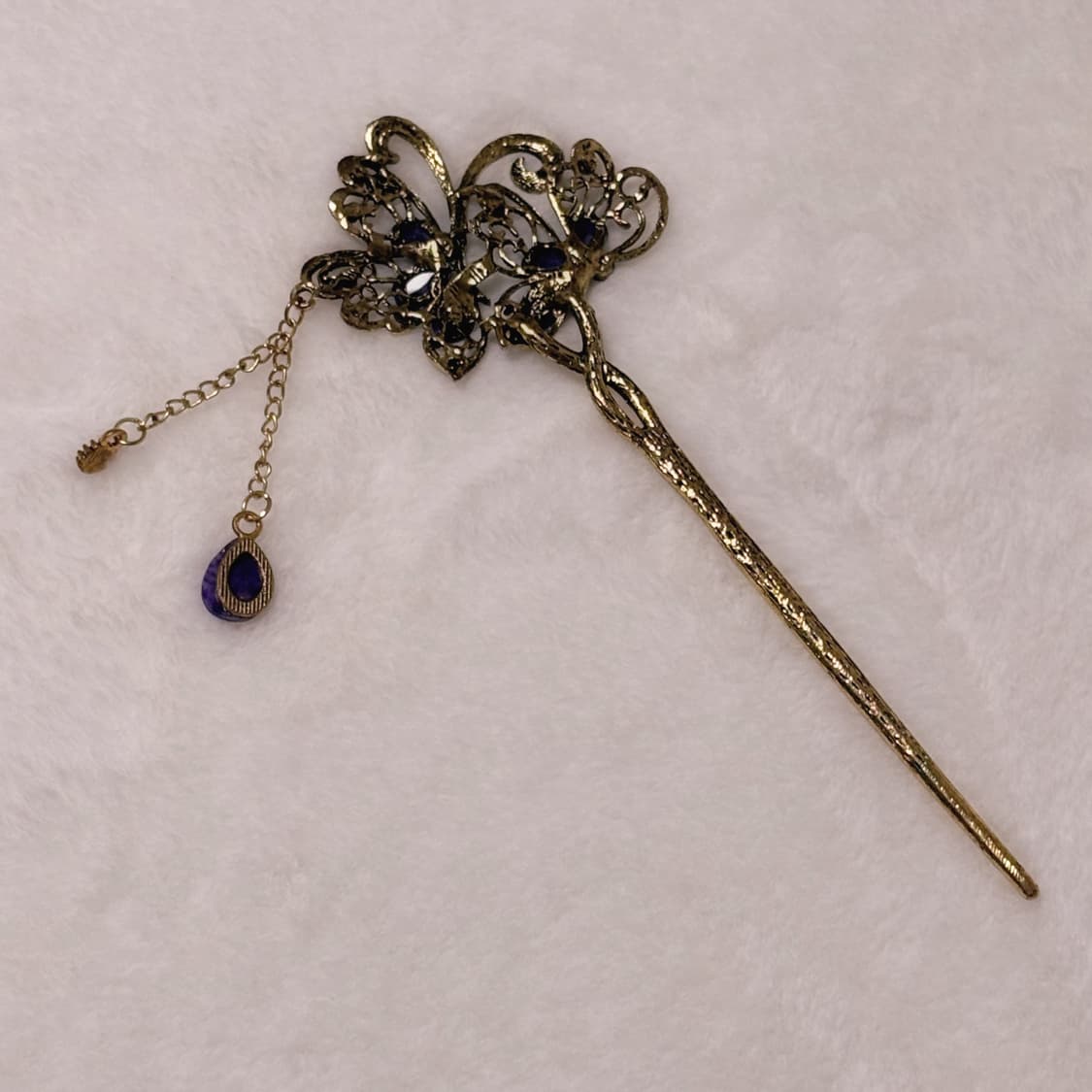 일본 중국풍 레이어드 보라색상 큐빅 디테일 일본 비녀 상품이미지2