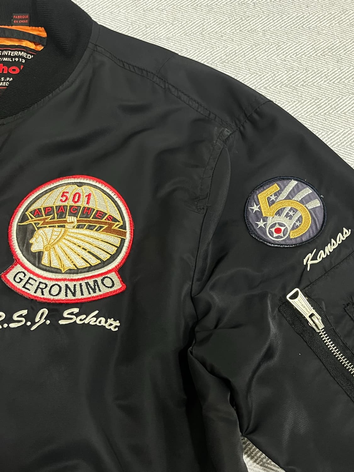 Schott 쇼트 Apache MA-1 패치워크 봄버 L 상품이미지6