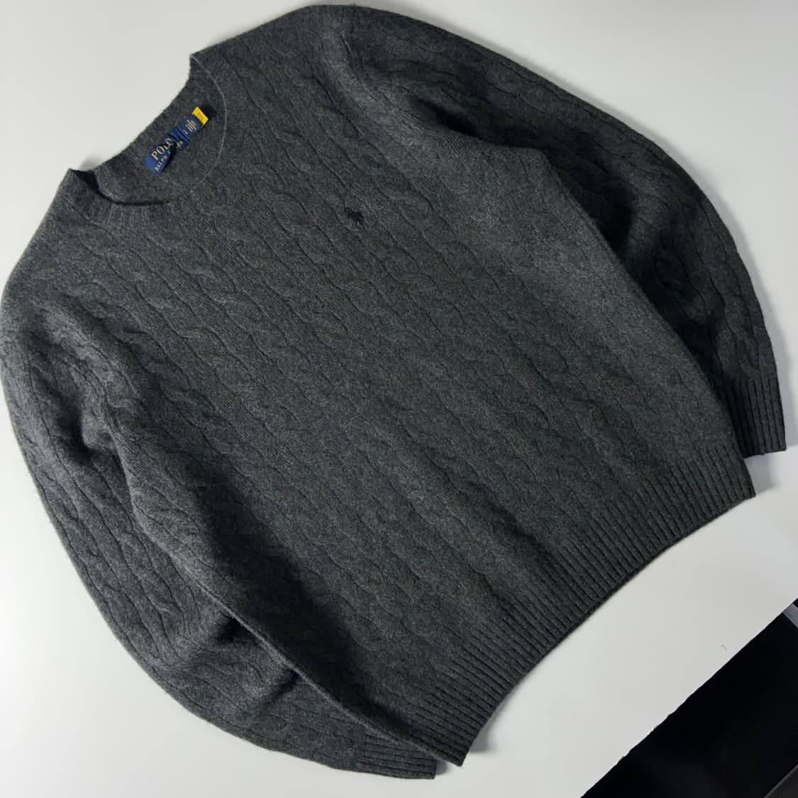 Polo  폴로 랄프로렌 신형 자수 울 캐시미어 그레이 케이블 니트  상품이미지2