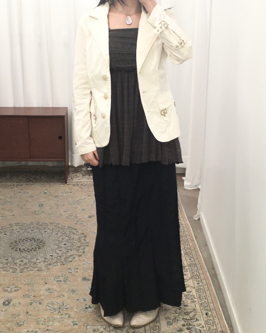 블랙 롱 스커트 상품이미지3